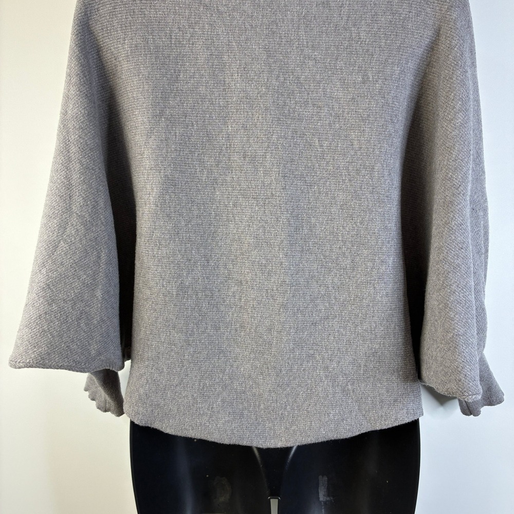 Heathmoor Womens Grey Ribbed Batwing Boatneck Sweater Oversized S/M Heathered‎ - Picture 12 of 16